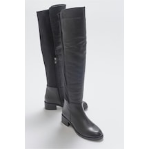 Luvishoes 1177 Siyah Deri Kadın Çizme Siyah