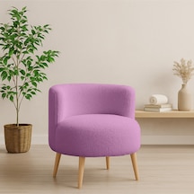 Azra Mobilya Lila Sydney Teddy Welsoft Kumaş Modern Berjer Demonte Ahşap Ayaklı, Konforlu Oturma Alanı Lila