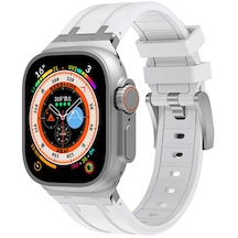 iOS Uyumlu Watch 42-44-45-49mm Uyumlu Metal Toka Tasarımlı Silikon Kordon-89