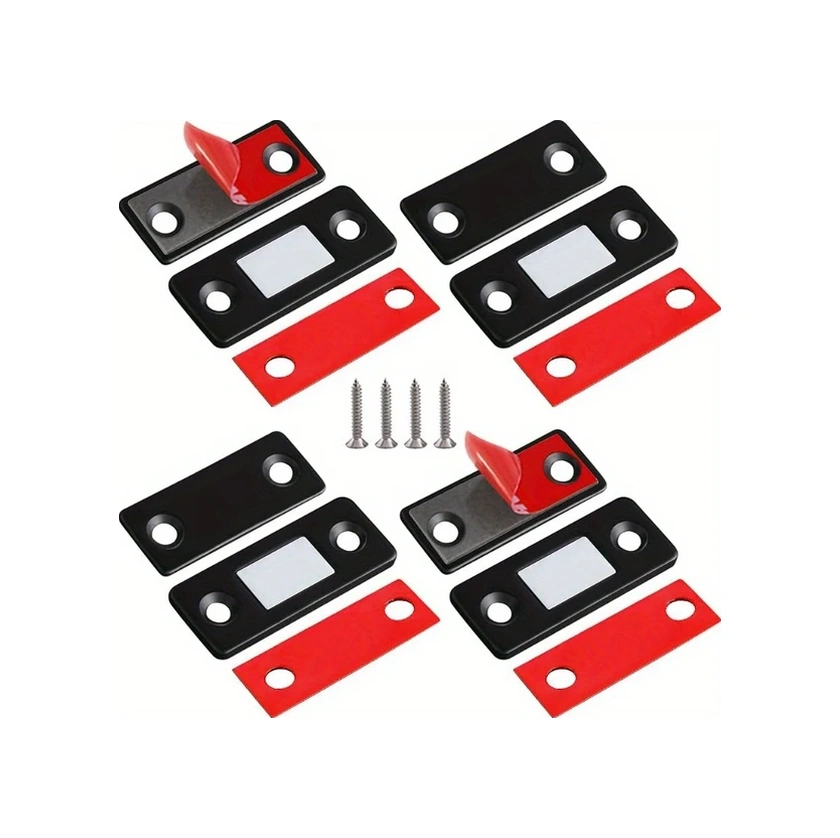 Xuweiwei Siyah 4 Lü Ultra İnce Manyetik Dolap Kapama Mandalı Kabinç Kilit Kapanış