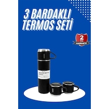 Siyah Paslanmaz Çelik Termos Seti 3'lü 500 Ml Seyahat İçin Diğer