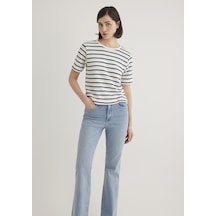 Mavi Kadın Bisiklet Yaka Penye Navy Blazer Stripe 1612126-86625 Mavi