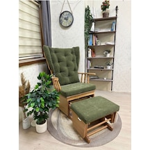 Asedia Mama Puflu Naturel Yeşil Minderli Sallanan Emzirme Koltuğu