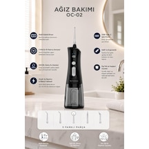 Dijital Ekranlı Şarjlı Ağız Duşu 2 Modlu Taşınabilir Ağız Bakım Cihazı Oc02 Siyah