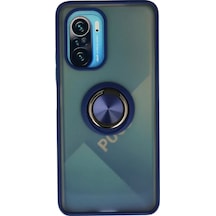 Xiaomi Redmi K40 Kılıf Montreal Yüzüklü Silikon Kapak - Lacivert -