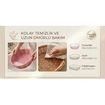 Doğal Rattan Kumaşlı Ekmeklik Ve Sunum Sepeti - Kırmızı Kumaş Örtülü Rustik Kahvaltı Ve Servis Düzenleyici Dikdörtgen