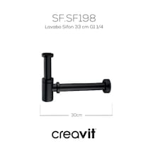 Creavit Lavabo Sifon 33 Cm G1 1/4 Mat Siyah Siyah