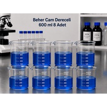 Beher Cam Dereceli 600ml 8 Adet