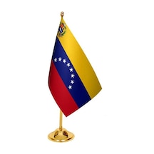 Masa Üstü venezuella Bayrağı + Pirinç Direk Masa Bayrak Seti