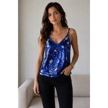 Verymoda Pul Payet Bluz D1184 Mavi Pullu