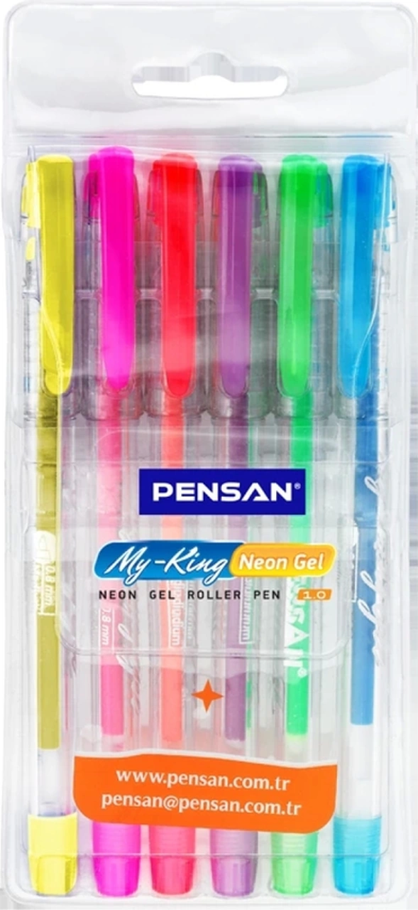 Tükenmez Kalem My King Jel 6 Neon Renk / Pensan Karışık, Çok Renkli