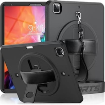 Newface Apple iPad Uyumlu  Pro 12.9 2021 Kılıf Strap-c Otterbox Tablet Kapak - Siyah