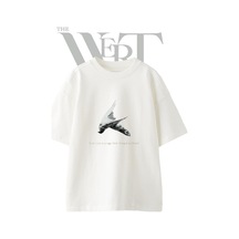 Thewert Falling Bird Tasarım Baskılı Ünisex Beyaz Oversize T-shirt