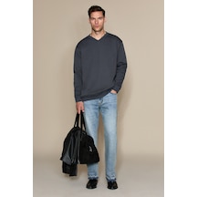 Grımelange Elıon Erkek V Yakalı Gri Sweatshirt