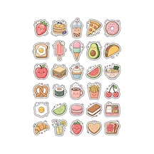 30 Adet Doodle Yiyecek Sticker Seti - Laptop Defter Su Matarası İçin Çok Renkli