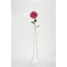 60 Cm Desenli Beyaz Köşe Vazosu Mor Ortanca