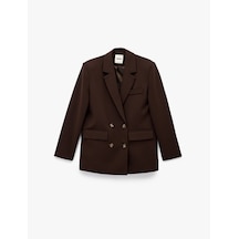 Koton Cepli Uzun Kollu Düğmeli Kruvaze Oversize Blazer Ceket Kahverengi 6wak50074pw Kahve