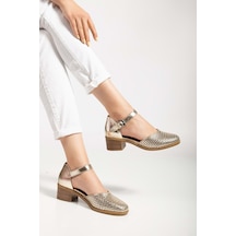 Analin Shoes Kadın Hakiki Deri Burnu Kapalı Delikli Sandalet Altın Analin Shoes Kadın Hakiki Deri Burnu Kapalı Delikli Sandalet Altın