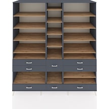 Kronos Dolap 19 Raflı 8 Çekmeceli 220x59x243 Antrasit-çam/antrasit Atlas Çam/antrasıt