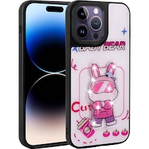 Ardemix Apple iPhone Uyumlu 14 Pro Max Kılıf Parlayan Kabartmalı İkonik Figürlü Amas Silikon Kapa Beyaz