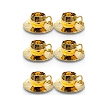 6 Kişilik Porselen Kahve Fincan Takımı Gold Tr3129 Gold