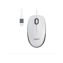 M100 Usb Kablolu Mouse, Pc, Mac, Dizüstü Bilgisayar İle Uyumlu, 1000 Dpı Optik İzleme, Sağ Ve Sol Elle Kullanıma Uygun, Beyaz
