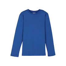 Lovetti Saks Unısex Sıfır Yaka Uzun Kol Tişört 9008S018 Saks Mavi