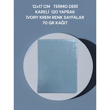 12x17 Cm Termo Deri Kareli 120 Yaprak İvory Krem Renk Sayfalar 70 Gr Kağıt Gri
