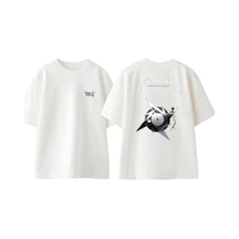 Thewert Metallıca Turntable Tasarım Sırt Baskılı Pamuk Beyaz Oversize T-shirt