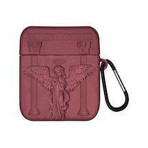 Caseonn Apple Uyumlu AirPods 2/1. Nesil Kılıf Antik Melek Bordo