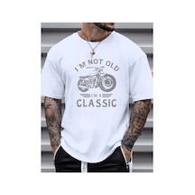 Caddemia Yaz  Rahat Gevşek Klasik Model Araba Desen Baskılı Spor Rahat Yuvarlak Beyaz 2XL