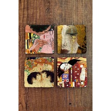 Taş Bardak Altlığı 4'lü Set - Uv Baskılı Doğal Taş Bardak Altı - Stone Coasters Çok Renkli