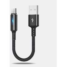 Fonken Kısa C Tipi Android İçin 2.4A 25 CM Gösterge Işığı İle Hızlı Şarj Kablosu Micro USB