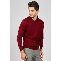 Pave Erkek Baklava Desenli Yün Kazak 4536034 Bordo Bordo