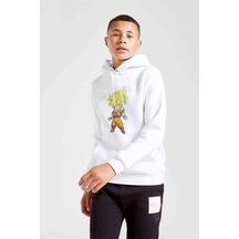 Tshirthane Anime Dragon Ball Vegeta Baskılı Unisex Çocuk Kapüşonlu Sweat (528928271) Beyaz