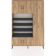 Arges Dolap 11 Raflı 5 Kapaklı 132x30x195 Çam-çam/antrasit Çam