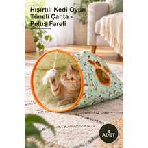 4 Adet Hışırtılı Kedi Oyun Tüneli Çanta - Peluş Fareli