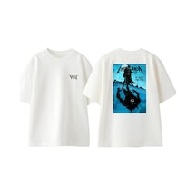 Thewert Metallica Fox Tasarım Sırt Baskılı Pamuk Beyaz Oversize T-shirt