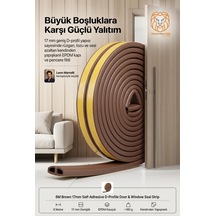 6m Kahverengi 17mm Geniş Kapı Pencere Bandı Kendinden Yapışkanlı D Profil İzolasyon Süngeri Kauçuk Fitil Hava K