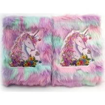 Çiçekli Unicorn Tasarımlı Peluş Hatıra Defteri