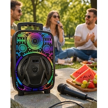 Taşınabilir Karaoke Hoparlör Rgb Led Işıklı Usb Fm Radyo Uczzzlf3880hoparlör-2