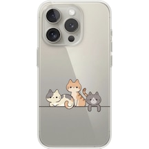 Apple Uyumlu iPhone 13 Pro Max Şeffaf Kılıf Şeffaf Kedişler 4 Tasarımlı