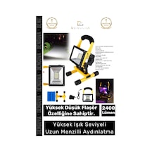 Projektör 30w Cob Led 2400 Lümen Ip44 Su Geçirmez Sos Modlu Taşınabilir Kamp Şarjlı Spot Lamba Proj