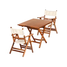 Marmaris Minderli Ahşap Bahçe Balkon Seti: 70X70 Masa +2 Sandalye (540175167)