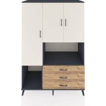 Kronos Dolap 6 Raflı 3 Çekmeceli 3 Kapaklı 132x59x195 Antrasit-aytaşı/çam Aytası/atlas Çam