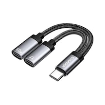 Essager 60w Şarj 2in1 Type-c To Type-c Dönüştürücü Çevirici Çoklayıcı Hızlı Şarj Type-c Kulaklık Çıkışı, Hifi Ses Ve Hızlı Şarj Adaptörü