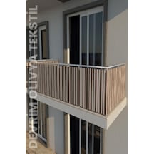 Devrim Olivya Tekstil Kahve-beyaz Balkon Demiri Perdesi Ve Korkuluk Perdesi - Her Ölçüde En X Boy Seçenekli Kahverengi