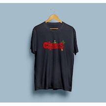 Oversize Merry Christmas Yazısı Tasarım Unisex T-shirt Siyah