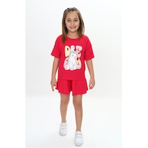 Toontoy Kids Toontoy Kız Çocuk Ponny Baskılı Şortlu Takım Koyu Fuşya