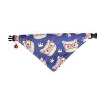 Cocopet Gözlüklü Kedi Desenli Ayarlanabilir Fular Bandana Kedi Tasması